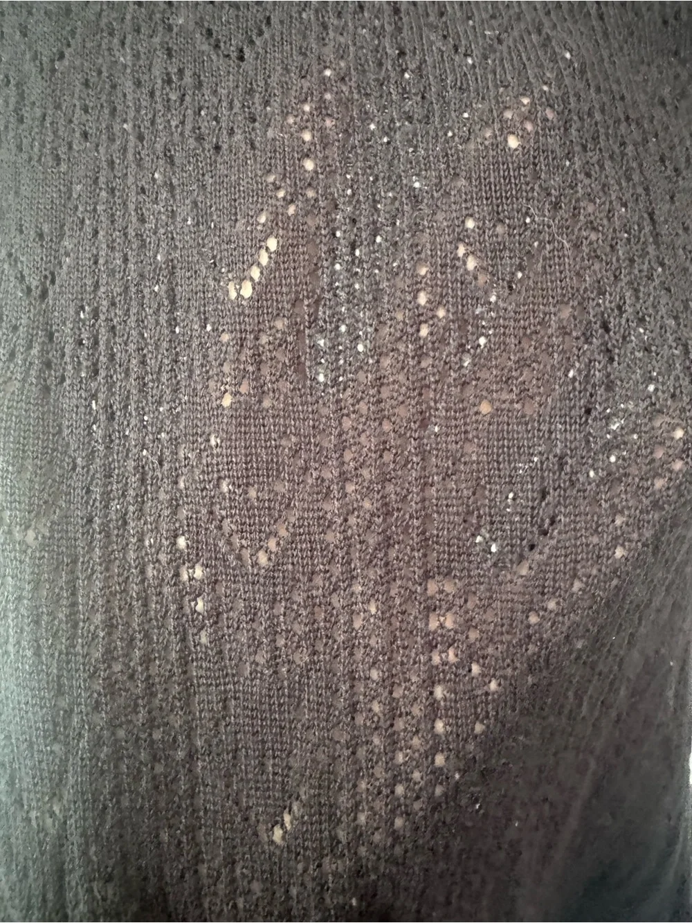 Free People Black Long Sleeve Sheer Pointelle Knit Bodysuit Small